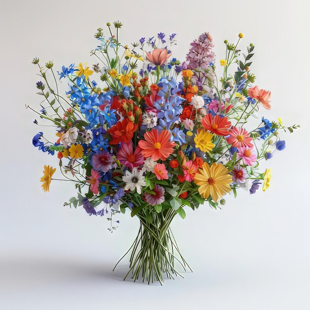 Photo a bouquet of flowers is shown with a white background