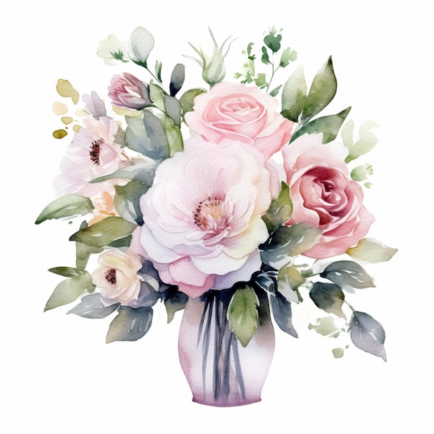 A bouquet of flowers is in a vase.