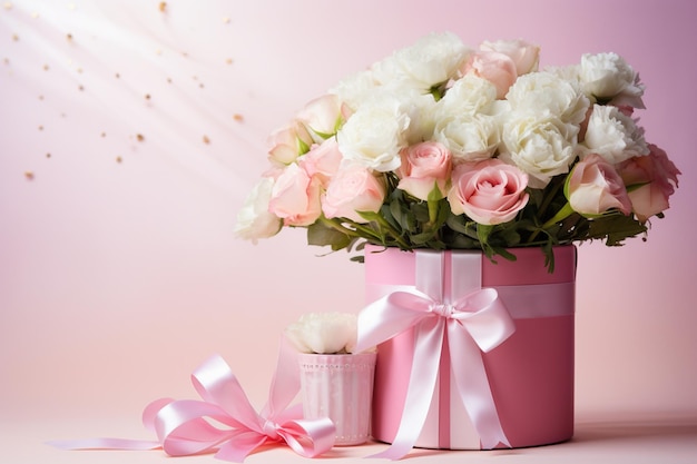 Bouquet of Flowers in Pink Vase