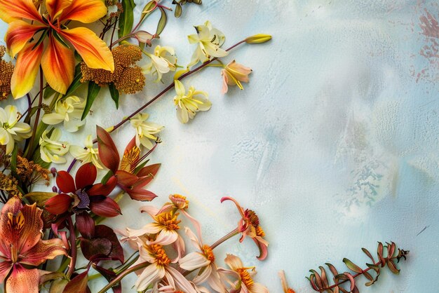 Photo a bouquet of flowers on a table with a white background