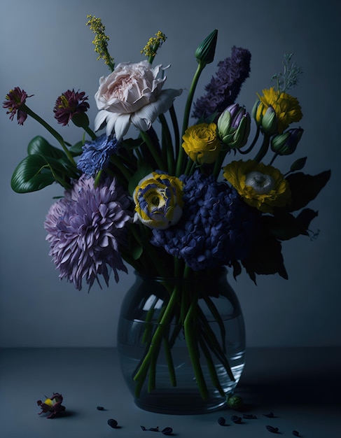 Bouquet of flowers in a vase Generative AI