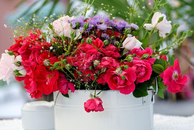 A bouquet of flowers in a vase