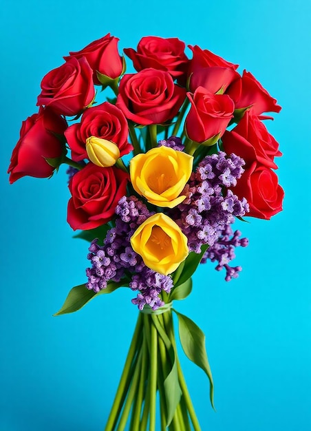 Photo a bouquet of flowers in a vase