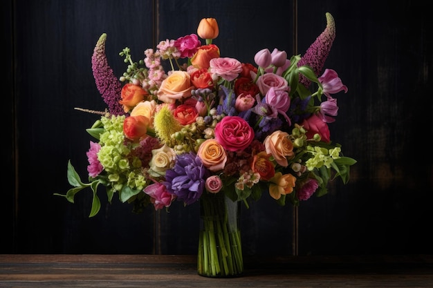 A bouquet of flowers in a vase