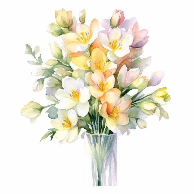 A bouquet of flowers in a vase