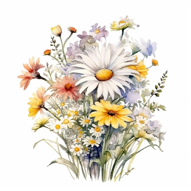 A bouquet of flowers in watercolor