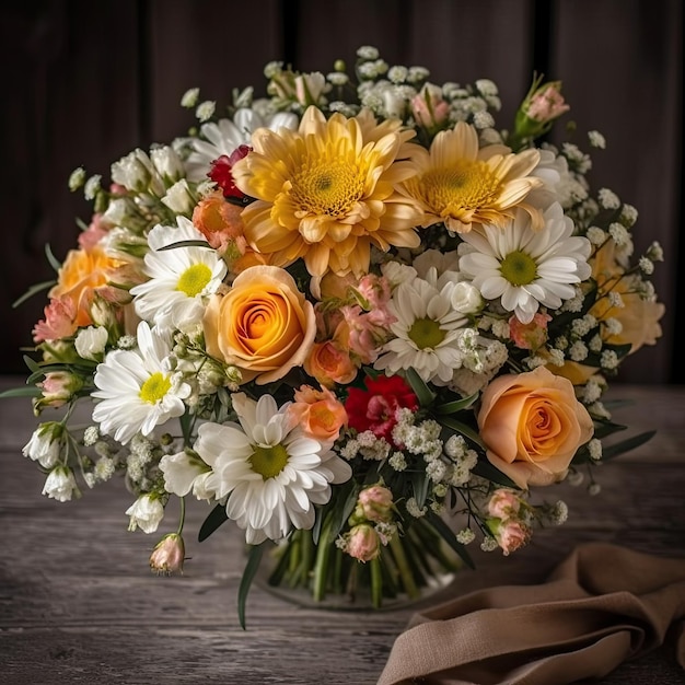 A bouquet of flowers for a wedding