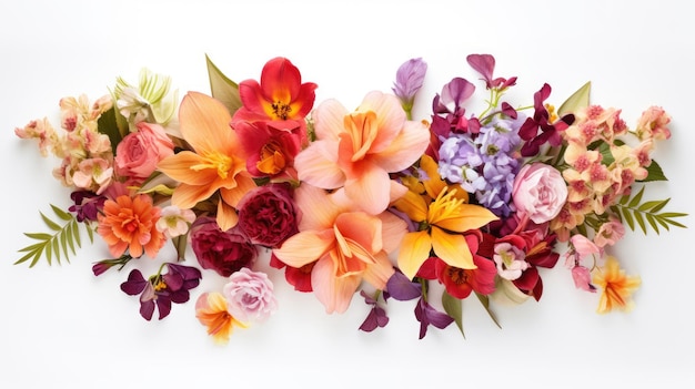 Bouquet of flowers on white background