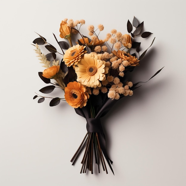 Bouquet Of Flowers On A White Surface