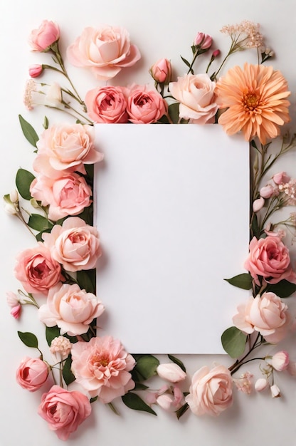 Photo a bouquet of flowers with a card on the table