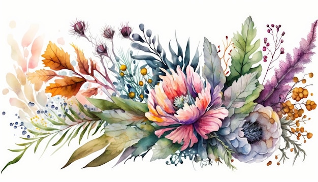 A bouquet of flowers with a floral background.