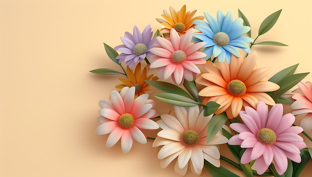 a bouquet of flowers with a green stem