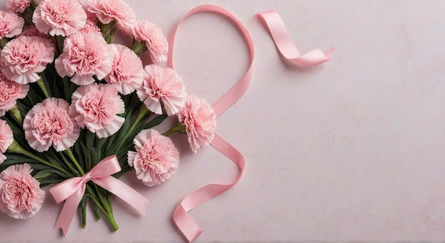 a bouquet of flowers with a ribbon that says l on it