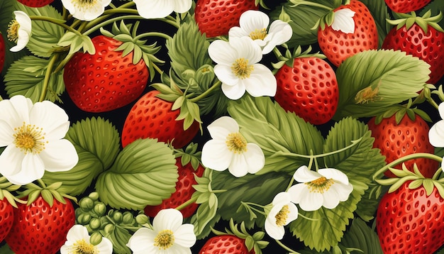 a bouquet of flowers with a strawberry on the bottom