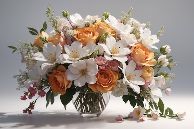 Bouquet of flowers with a white background