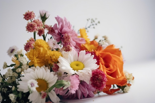 Bouquet of flowers with a white background