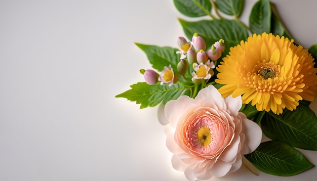 A bouquet of flowers with a white background