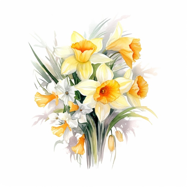 A bouquet of flowers with the word daffodils on it