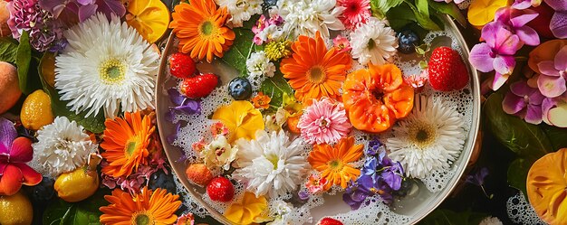 Photo a bouquet of flowers with the word  spring  on the bottom