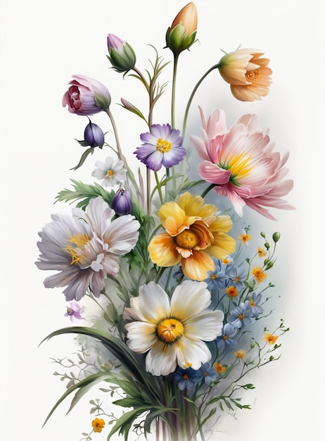 A bouquet of flowers with the word spring on it