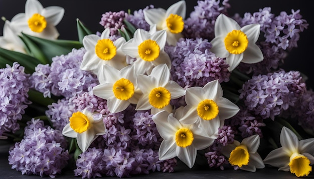 a bouquet of flowers with the words  spring  on the top