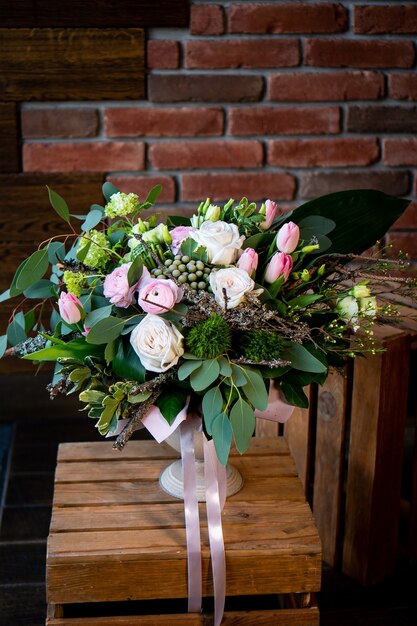 Bouquet of fresh delicate flowers on white background gift celebration valentine wedding