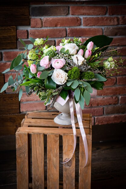 Bouquet of fresh delicate flowers on white background gift celebration valentine wedding