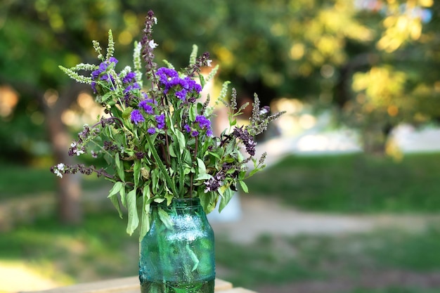 Bouquet Fresh Field flowers in vase.