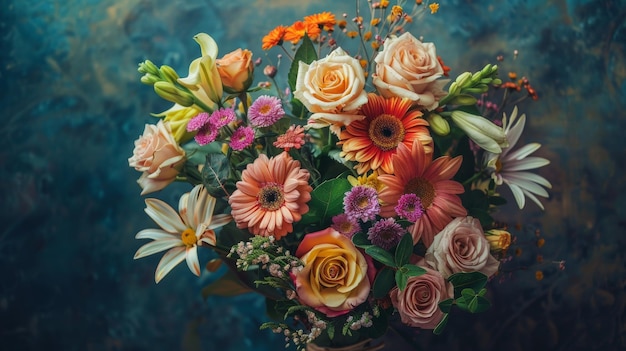 Bouquet of Joy Roses Lilies and Daisies