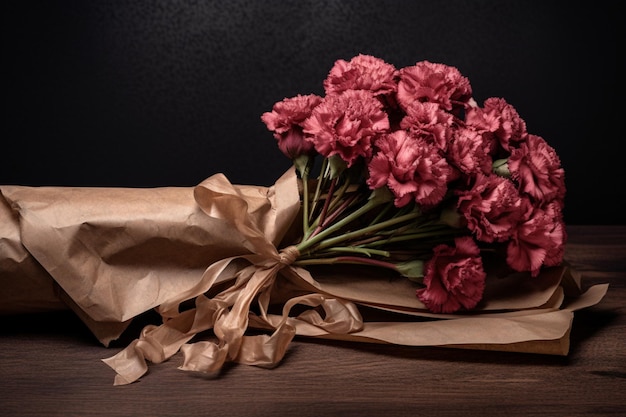 Photo a bouquet of mixedcolor carnations in a mason jar