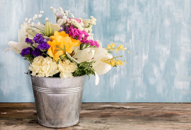 Bouquet of natural flowers with roses