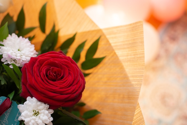 Bouquet of natural red roses for gift