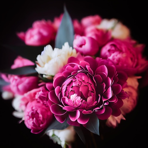 Bouquet of peonies AI generated image