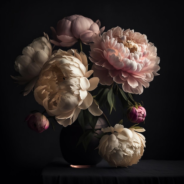 Bouquet of peonies AI generated image