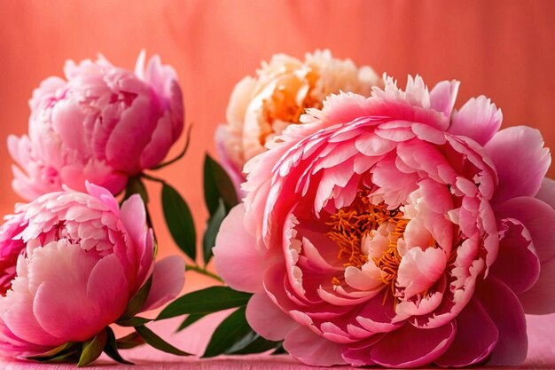 Photo bouquet of peony flowers peonies blossom for celebration and romance