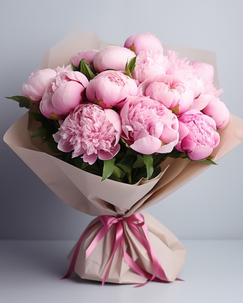 Bouquet of pink peonies