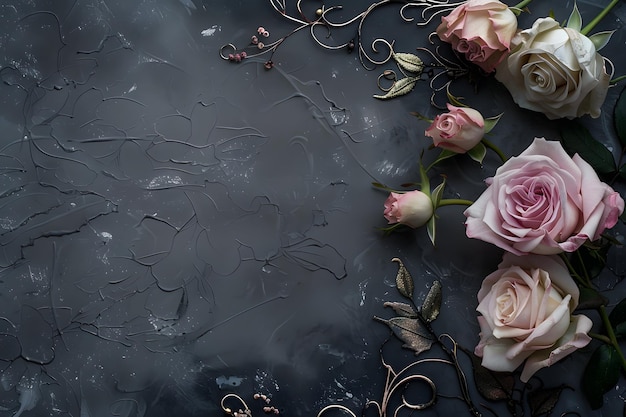 a bouquet of pink roses with the word love written on the table