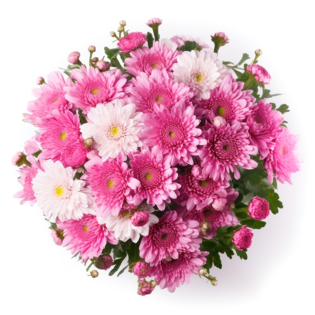 A bouquet of pink and white flowers on a white background