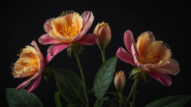 a bouquet of pink and yellow flowers with the word quot h quot on the bottom