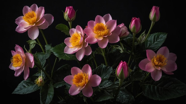 a bouquet of pink and yellow flowers with the word quot tulips quot on the bottom