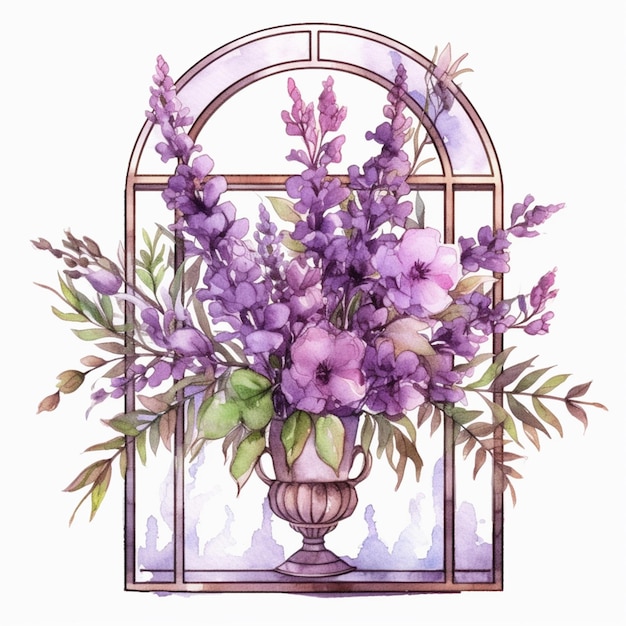 A bouquet of purple flowers in a vase