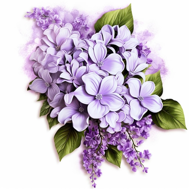 A bouquet of purple flowers with purple flowers