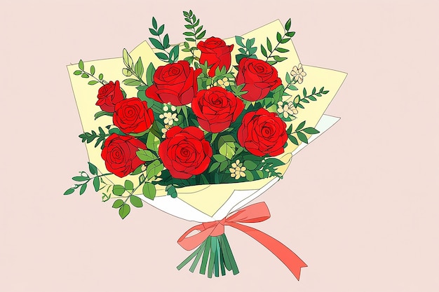 Photo bouquet of red roses in cute style