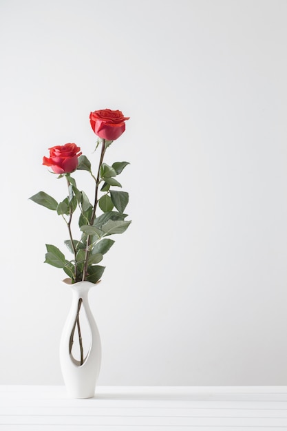 Bouquet of red roses in vase