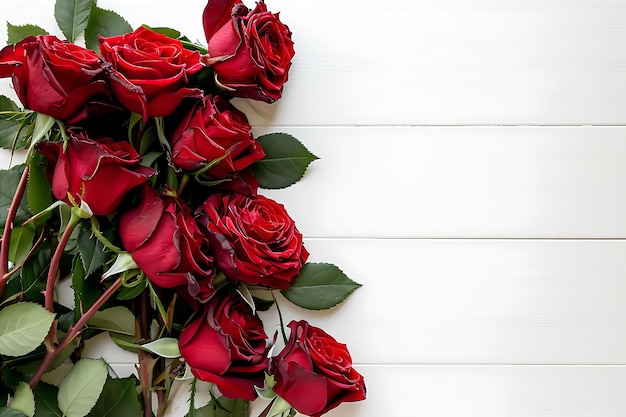 Bouquet of Red Roses on White Background