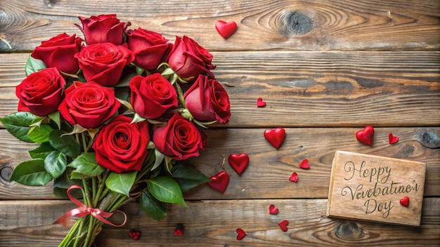 Photo a bouquet of red roses with a sign that says  valentine