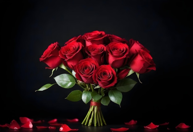 a bouquet of red roses with the words quot valentine quot on the bottom