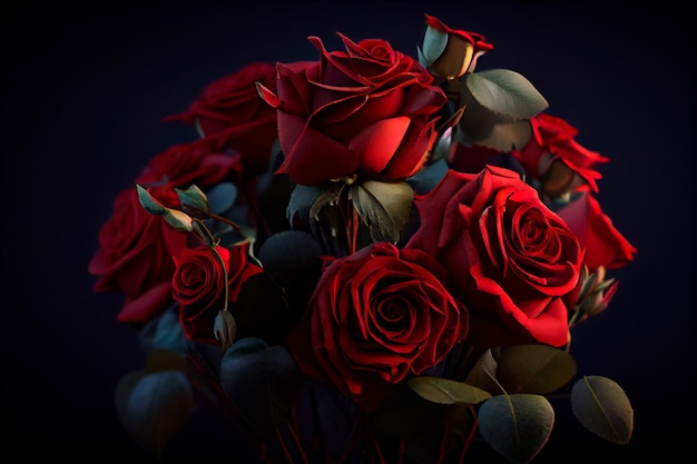 Bouquet of red rosesGenerative AI