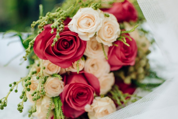 Bouquet of roses from a bride