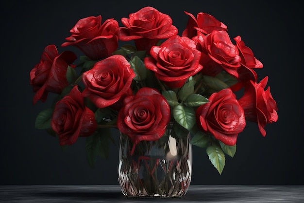 Bouquet of roses in a vase Generative AI